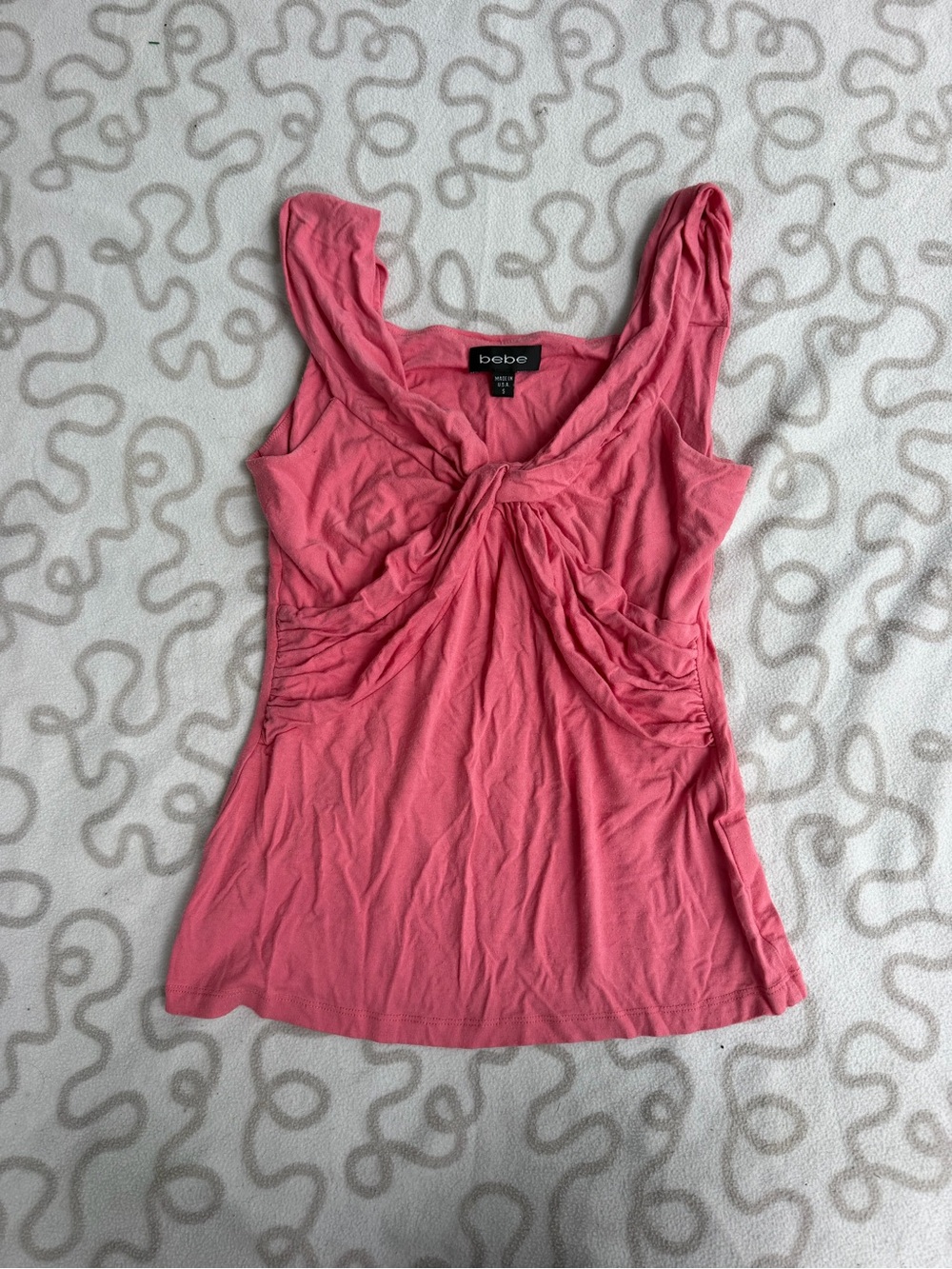 Y2K bebe Coral Pink Twist-Front Tank Top